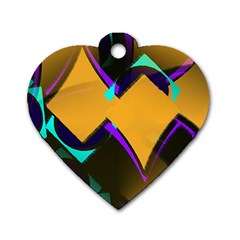 Geometric Gradient Psychedelic Dog Tag Heart (two Sides) by HermanTelo