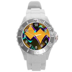 Geometric Gradient Psychedelic Round Plastic Sport Watch (l)