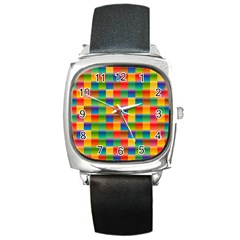 Background Colorful Abstract Square Metal Watch