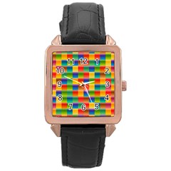 Background Colorful Abstract Rose Gold Leather Watch 