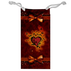 Beautiful Heart With Leaves Jewelry Bag by FantasyWorld7