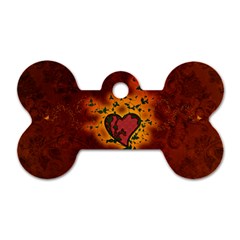 Beautiful Heart With Leaves Dog Tag Bone (one Side) by FantasyWorld7