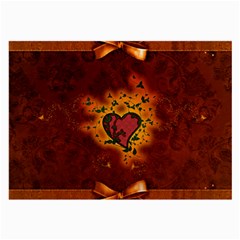 Beautiful Heart With Leaves Large Glasses Cloth by FantasyWorld7