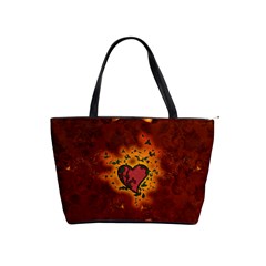 Beautiful Heart With Leaves Classic Shoulder Handbag by FantasyWorld7