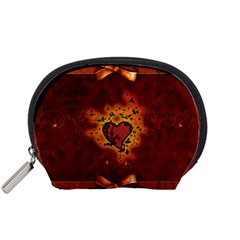 Beautiful Heart With Leaves Accessory Pouch (small) by FantasyWorld7