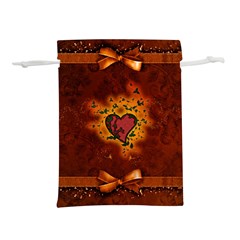 Beautiful Heart With Leaves Lightweight Drawstring Pouch (l) by FantasyWorld7