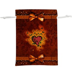 Beautiful Heart With Leaves  Lightweight Drawstring Pouch (xl) by FantasyWorld7