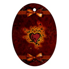 Beautiful Heart With Leaves Ornament (oval) by FantasyWorld7