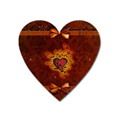 Beautiful Heart With Leaves Heart Magnet by FantasyWorld7