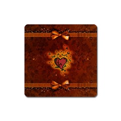 Beautiful Heart With Leaves Square Magnet by FantasyWorld7