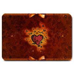 Beautiful Heart With Leaves Large Doormat  by FantasyWorld7