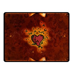 Beautiful Heart With Leaves Fleece Blanket (small) by FantasyWorld7