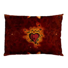 Beautiful Heart With Leaves Pillow Case (two Sides) by FantasyWorld7