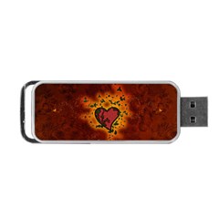 Beautiful Heart With Leaves Portable Usb Flash (one Side) by FantasyWorld7