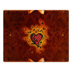 Beautiful Heart With Leaves Double Sided Flano Blanket (large)  by FantasyWorld7