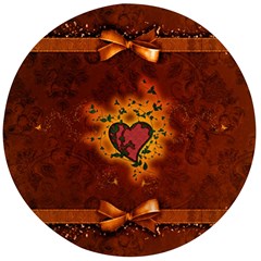 Beautiful Heart With Leaves Wooden Bottle Opener (round) by FantasyWorld7