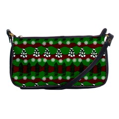 Snow Trees And Stripes Shoulder Clutch Bag by bloomingvinedesign