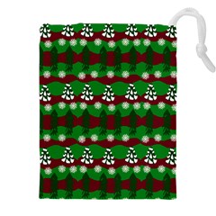 Snow Trees And Stripes Drawstring Pouch (4xl) by bloomingvinedesign