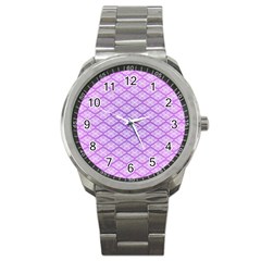 Pattern Texture Geometric Purple Sport Metal Watch by Mariart