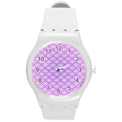 Pattern Texture Geometric Purple Round Plastic Sport Watch (m) by Mariart