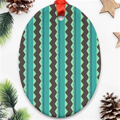 Background Chevron Blue Ornament (oval) by HermanTelo