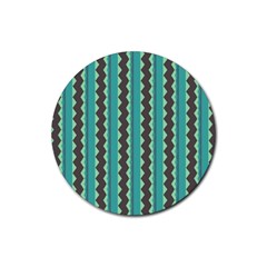 Background Chevron Blue Rubber Coaster (round)  by HermanTelo