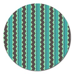 Background Chevron Blue Magnet 5  (round) by HermanTelo