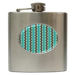 Background Chevron Blue Hip Flask (6 Oz) by HermanTelo