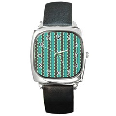 Background Chevron Blue Square Metal Watch by HermanTelo