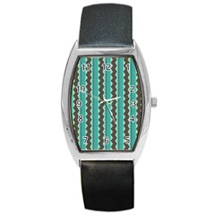 Background Chevron Blue Barrel Style Metal Watch by HermanTelo