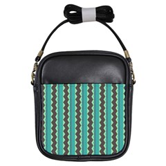 Background Chevron Blue Girls Sling Bag