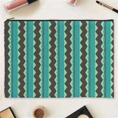 Background Chevron Blue Cosmetic Bag (xxxl) by HermanTelo