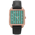 Background Chevron Blue Rose Gold Leather Watch  Front