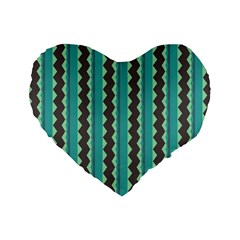 Background Chevron Blue Standard 16  Premium Flano Heart Shape Cushions