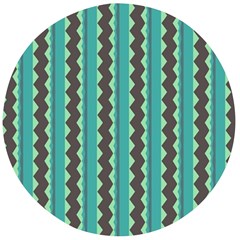 Background Chevron Blue Wooden Bottle Opener (round)