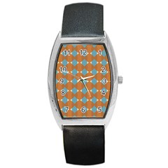 Pattern Brown Triangle Barrel Style Metal Watch by HermanTelo