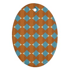 Pattern Brown Triangle Oval Ornament (two Sides)