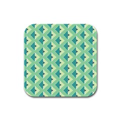 Background Chevron Green Rubber Square Coaster (4 Pack)  by HermanTelo