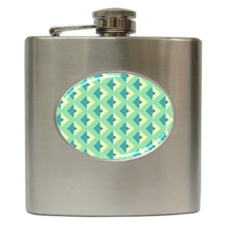 Background Chevron Green Hip Flask (6 oz)