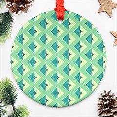 Background Chevron Green Round Ornament (two Sides)