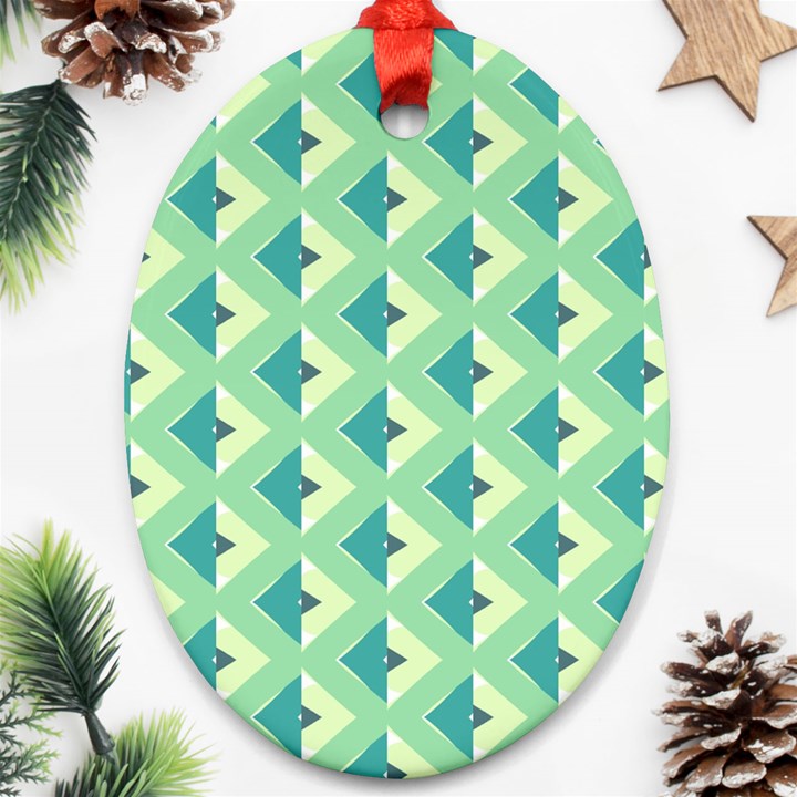 Background Chevron Green Oval Ornament (Two Sides)