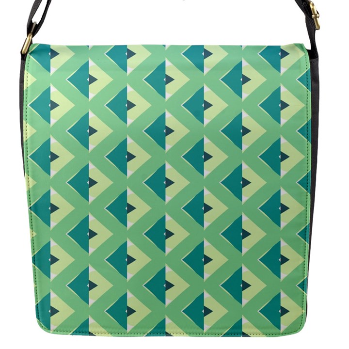 Background Chevron Green Flap Closure Messenger Bag (S)