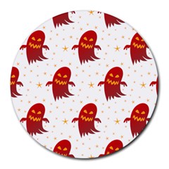 Ghost Halloween Drawing Flower Leaf Round Mousepads