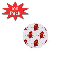 Ghost Halloween Drawing Flower Leaf 1  Mini Buttons (100 pack) 