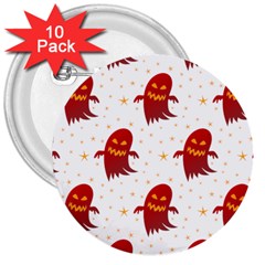 Ghost Halloween Drawing Flower Leaf 3  Buttons (10 pack) 