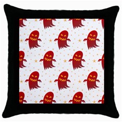 Ghost Halloween Drawing Flower Leaf Throw Pillow Case (Black)