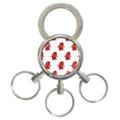 Ghost Halloween Drawing Flower Leaf 3-Ring Key Chain