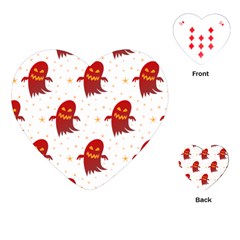 Ghost Halloween Drawing Flower Leaf Playing Cards Single Design (Heart)