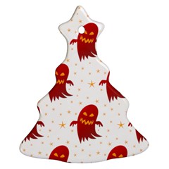 Ghost Halloween Drawing Flower Leaf Christmas Tree Ornament (Two Sides)