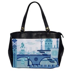 Blue City Building Fantasy Oversize Office Handbag by Vaneshart